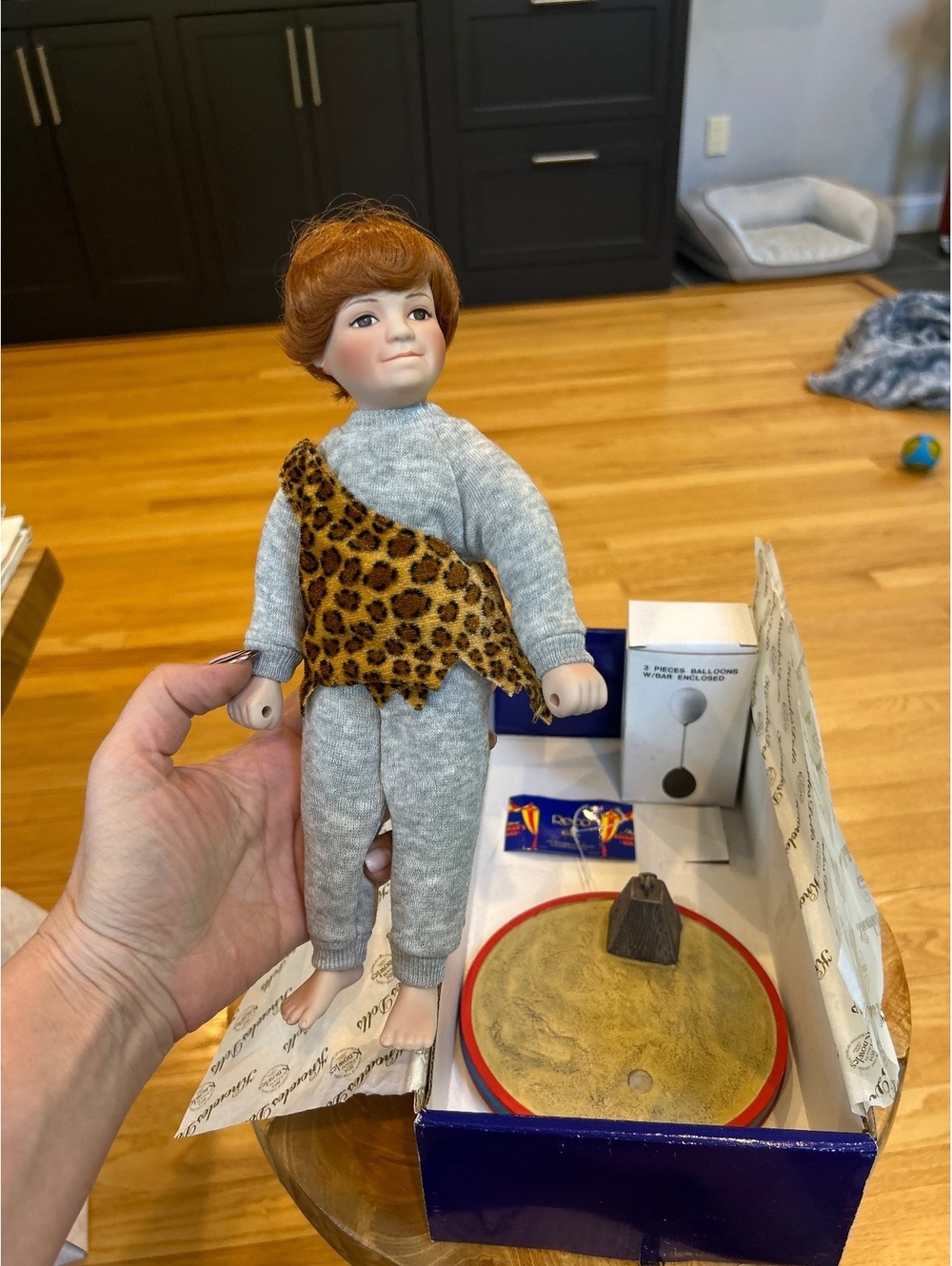 J.K. Kellogg Children's Circus Vintage Doll with Stand and Balloons